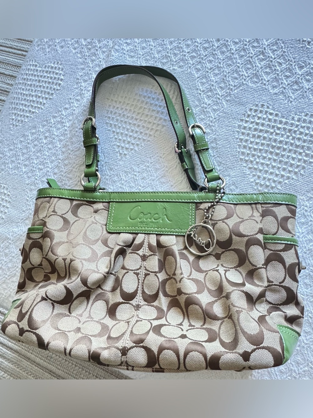 Coach Signature Shoulder Bag – Green & Brown